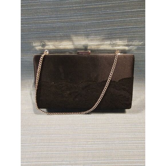 NWOT White House Black Market Formal Evening Clutch Handbag lace Black - Picture 1 of 6